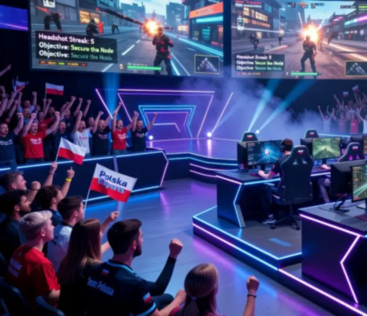 Scena esportowa podczas turnieju PC z zawodnikami i publicznością