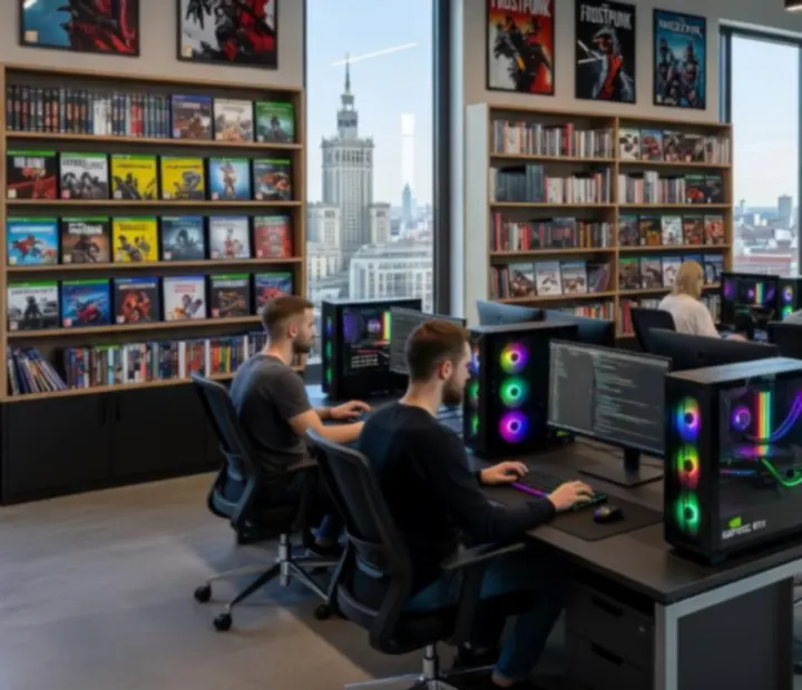 Nowoczesne polskie studio gamingowe z zaawansowanymi stanowiskami PC